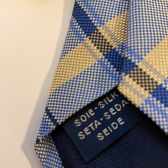 Breuer Blue Plaid Pattern Silk Tie Handmade France - Picture 4 of 4